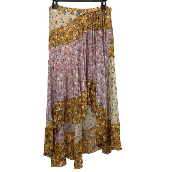 NWOT Zara Floral Patchwork High Low Ruffle Maxi Skirt - Picture 3 of 8